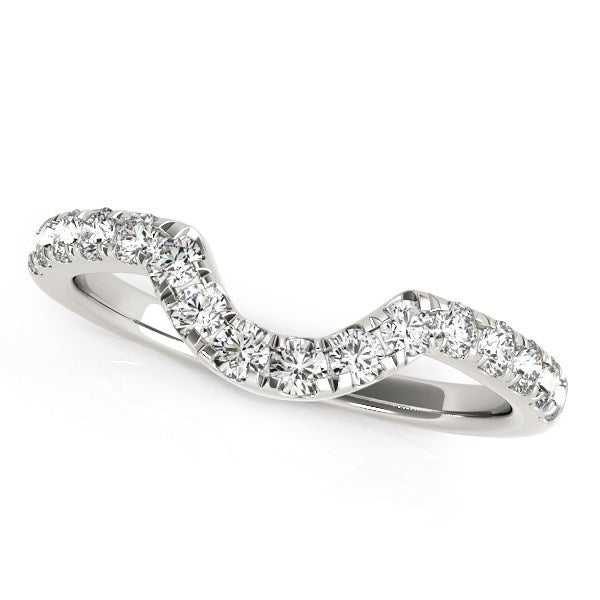Bids.com 14k White Gold Curved Diamond Wedding Band (3/8 cttw) Rings