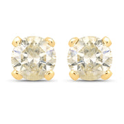 Bids.com 0.98 Carat Genuine LB Diamond 14K Yellow Gold Earrings Earrings