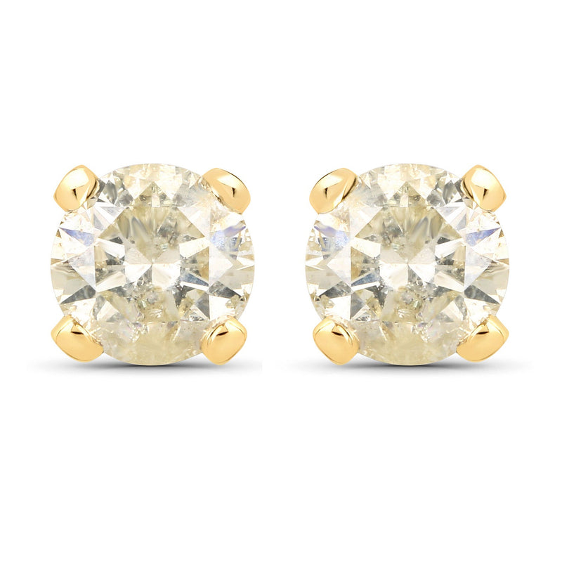 Bids.com 0.98 Carat Genuine LB Diamond 14K Yellow Gold Earrings Earrings