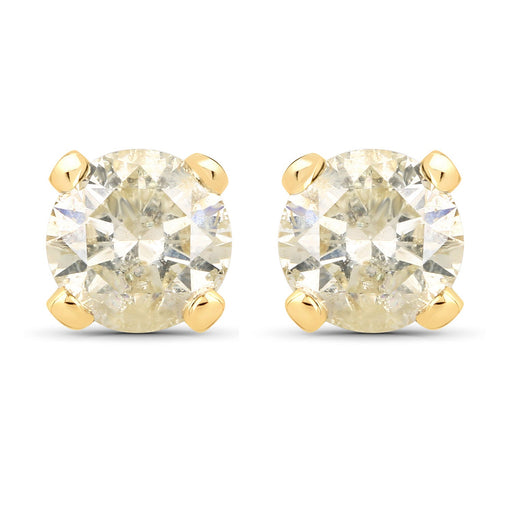 Bids.com 0.98 Carat Genuine LB Diamond 14K Yellow Gold Earrings Earrings