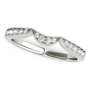 Bids.com 14k White Gold Milgrained Curved Wedding Diamond Band (1/6 cttw) Rings