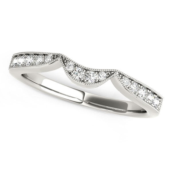 Bids.com 14k White Gold Milgrained Curved Wedding Diamond Band (1/6 cttw) Rings