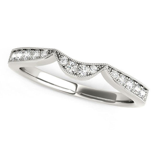 Bids.com 14k White Gold Milgrained Curved Wedding Diamond Band (1/6 cttw) Rings