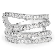 Bids.com 0.83 Carat Genuine White Diamond .925 Sterling Silver Ring Rings