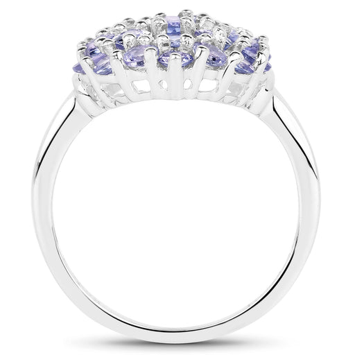 Bids.com 2.31 Carat Genuine Tanzanite .925 Sterling Silver Ring Rings White Smoke size 6.00,size 7.00,size 8.00,size 9.00,size 5.00,size 10.00