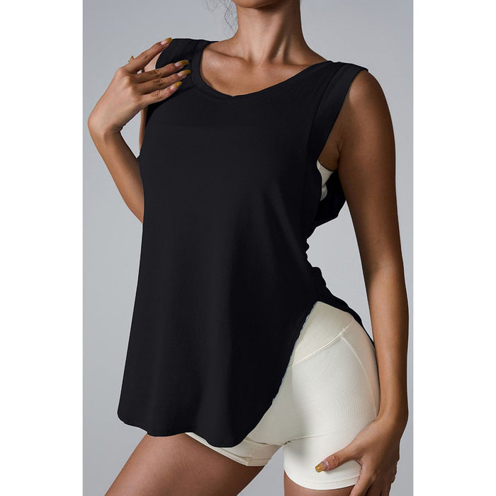 Slit Round Neck Active Tank