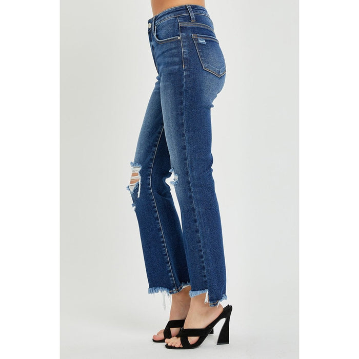 RISEN High Rise Distressed Crop Flare Jeans