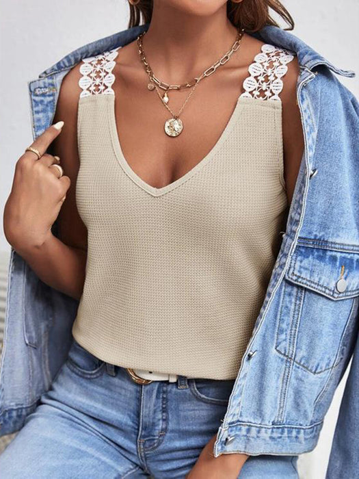 Lace Detail V-Neck Tank