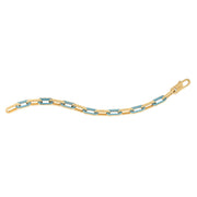 Bids.com 14k Yellow Gold Turquoise Paperclip Gem Link Bracelet (7.00 mm) Bracelets