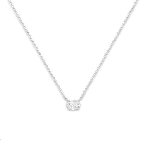 Bids.com IGI Certified 10K White Gold 1/2 cttw Lab Grown Oval Shape Solitaire Diamond East West 18" Pendant Necklace (E-F Color, VS1-VS2 Clarity) Necklaces White Smoke White.Gold / 18