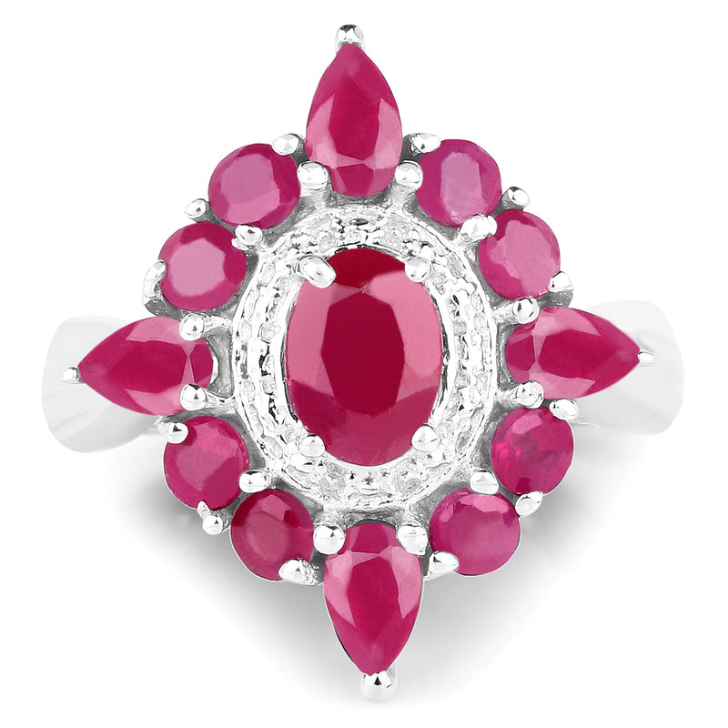 Bids.com 3.04 Carat Glass Filled Ruby .925 Sterling Silver Ring Rings