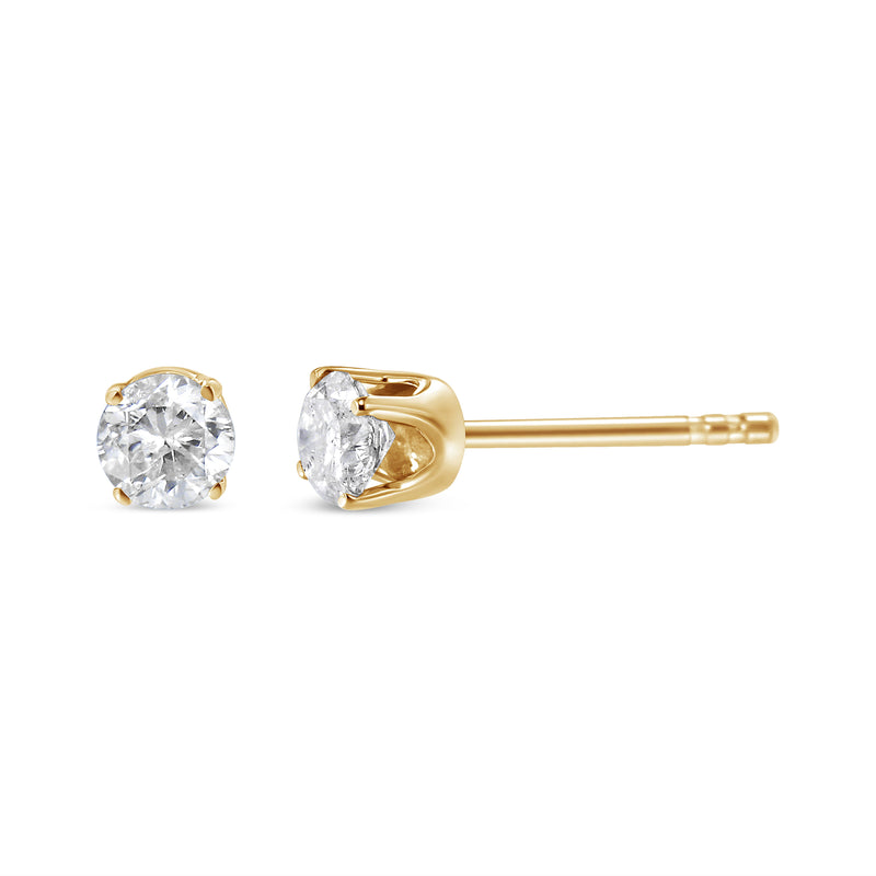 Bids.com AGS Certified 14K Yellow Gold 1/2 Cttw 4 Prong Set Brilliant Round-Cut Solitaire Diamond Push Back Stud Earrings (O-P, Color, SI2-I1 Clarity) Earrings