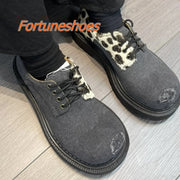 Mill's Beauty Supply Shallow Patchwork Round Toe Retro Style Platform Shoes