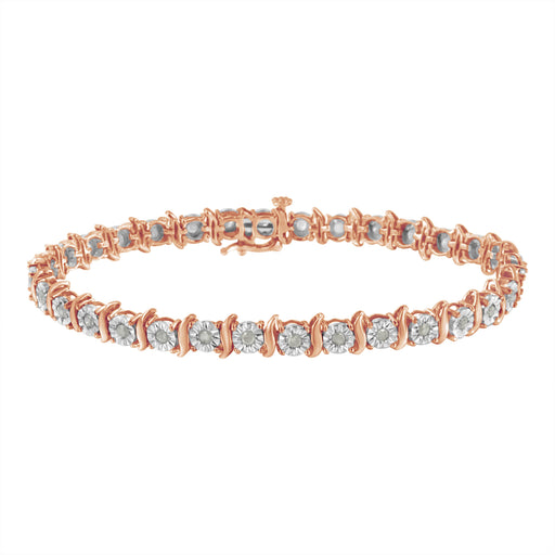 Bids.com Two-Tone 10K Yellow Gold over .925 Sterling Silver 1.0 Cttw Diamond S-Curve Link Miracle-Set Tennis Bracelet (I-J Color, I3 Clarity) - 7" Bracelets