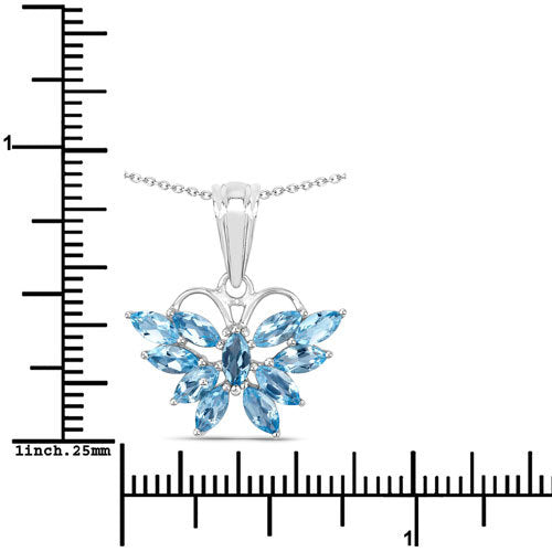 Bids.com 1.76 Carat Genuine Swiss Blue Topaz .925 Sterling Silver Pendant Pendants