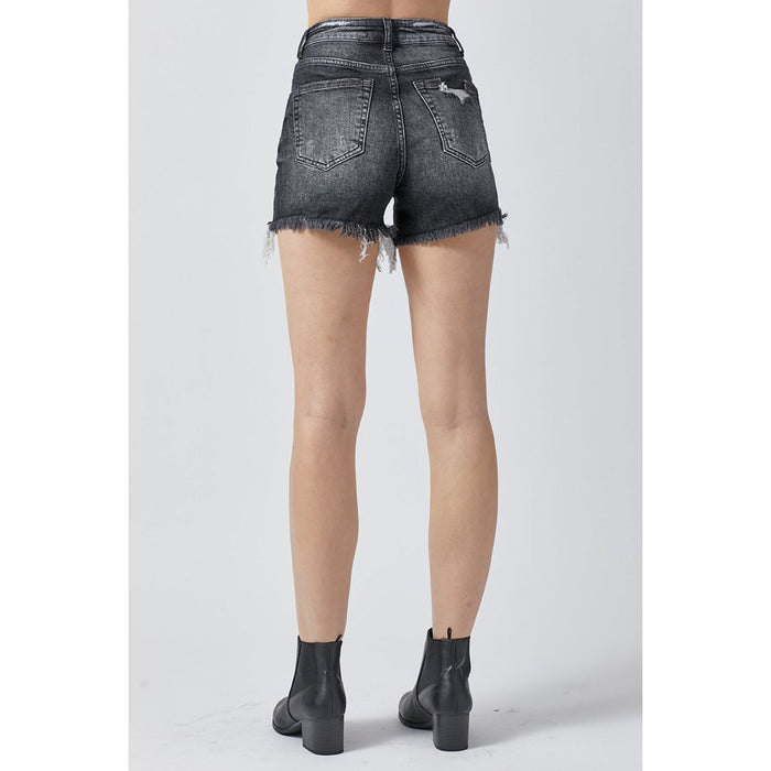 High Rise Distressed Denim Shorts