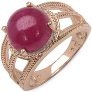 Bids.com 14K Rose Gold Plated 6.55 Carat Genuine Glass Filled Ruby .925 Sterling Silver Ring Rings