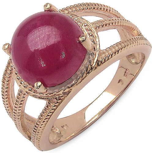 Bids.com 14K Rose Gold Plated 6.55 Carat Genuine Glass Filled Ruby .925 Sterling Silver Ring Rings
