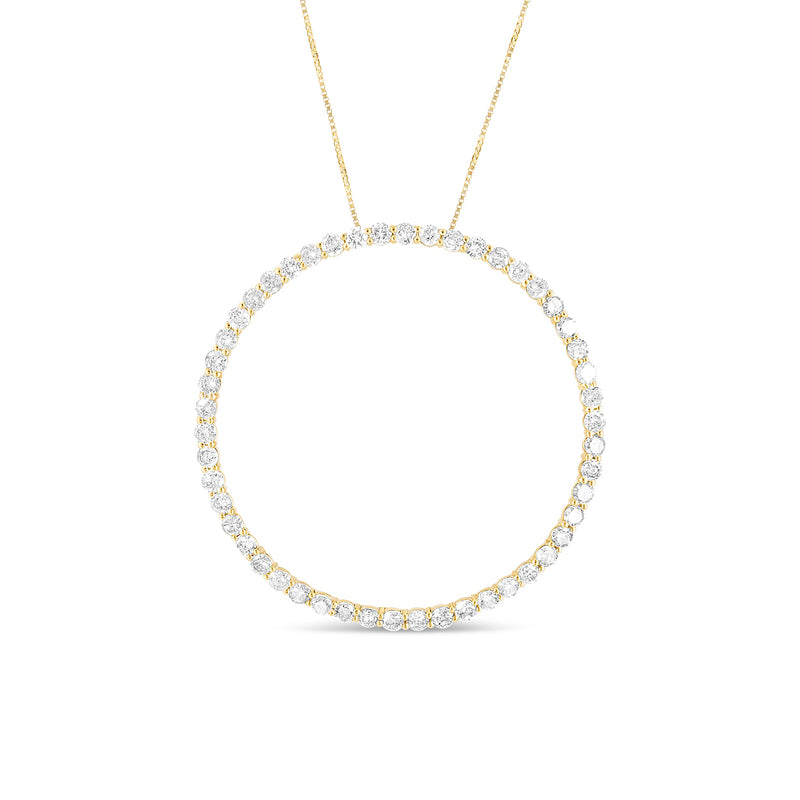Bids.com 10K Yellow Gold Plated .925 Sterling Silver 4 Cttw Diamond Circle Hoop 18" Pendant Necklace (J-K Color, I1-I2 Clarity) Necklaces