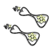 Bids.com 6.93 Carat Genuine Peridot and Black Spinel .925 Sterling Silver Earrings Earrings