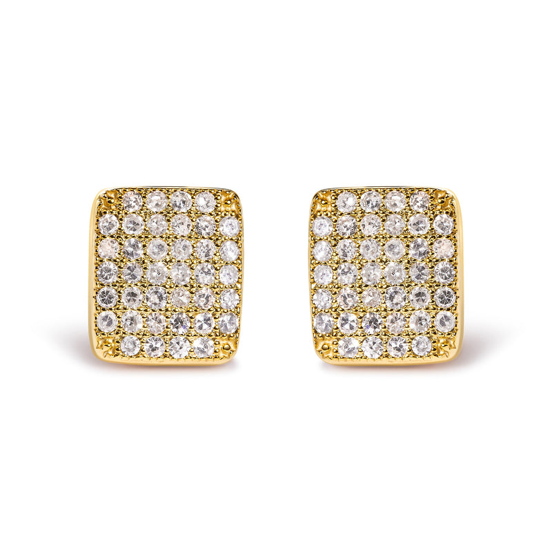 Bids.com 14K Yellow Gold 1/2 Cttw Diamond Square Shaped Composite Cluster Stud  Earrings (I-J Color, I1-I2 Clarity) Earrings