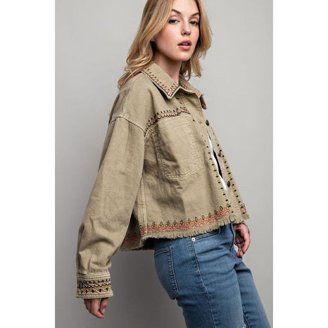 EMBROIDERED WASH COTTON JACKET