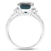 Bids.com 2.64 Carat Genuine London Blue Topaz and White Topaz .925 Sterling Silver Ring Rings