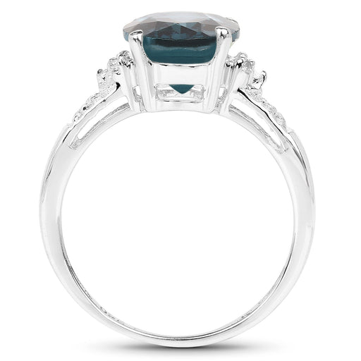 Bids.com 2.64 Carat Genuine London Blue Topaz and White Topaz .925 Sterling Silver Ring Rings