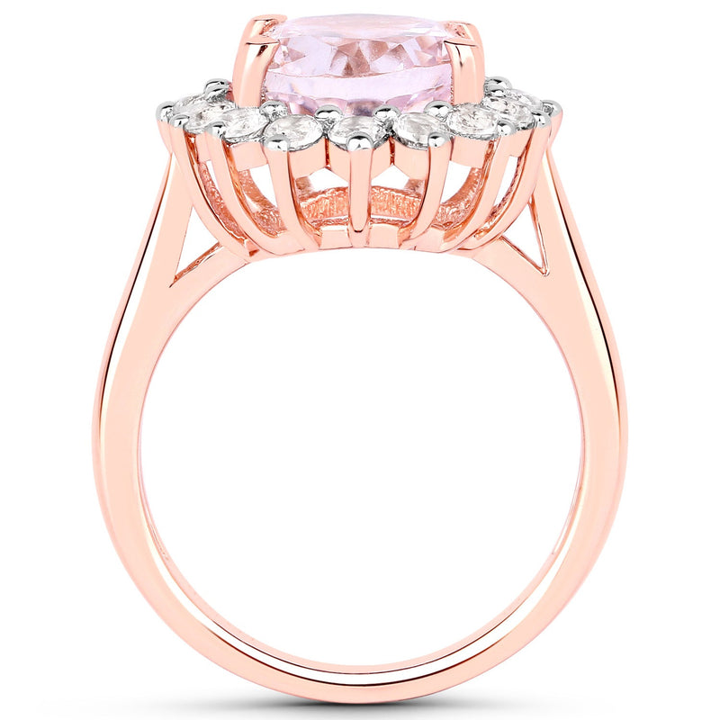 Bids.com 5.56 Carat Genuine Kunzite and White Topaz .925 Sterling Silver Ring Rings