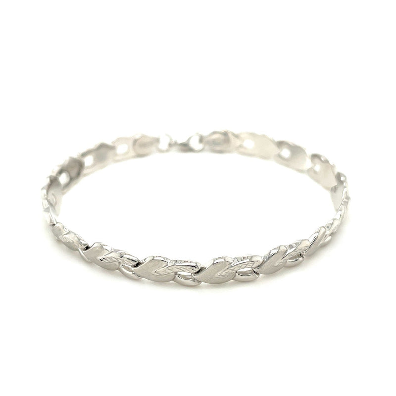 Bids.com 14k White Gold Heart Shape Textured Bracelet Bracelets