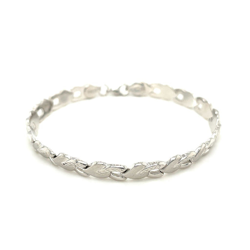 Bids.com 14k White Gold Heart Shape Textured Bracelet Bracelets