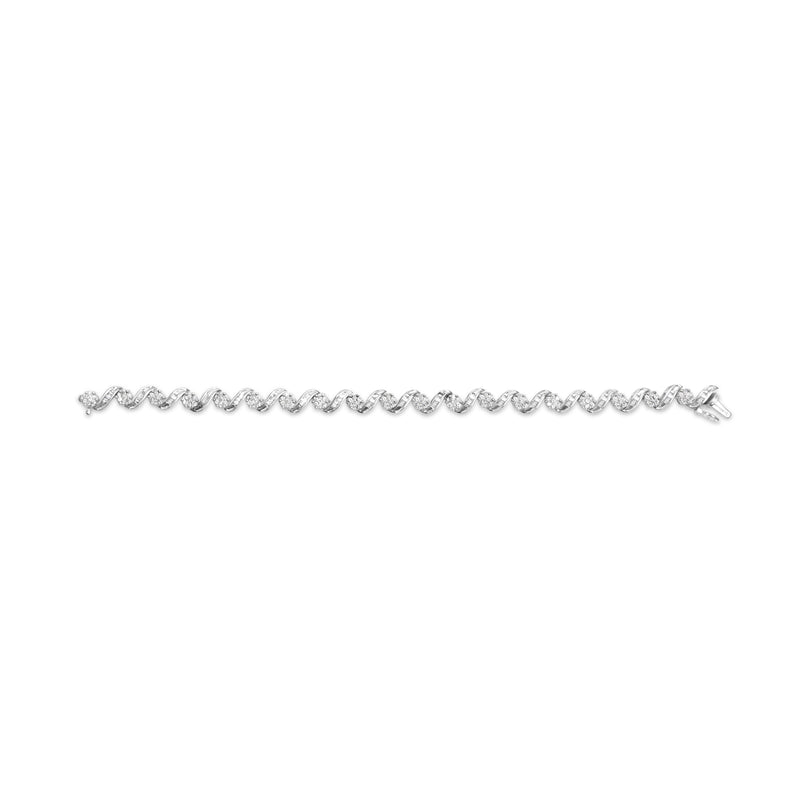 Bids.com 14K White Gold 2.00 Cttw Diamond Cluster and Spiral Link Bracelet (I-J Color, I1-I2 Clarity) - 7" Bracelets