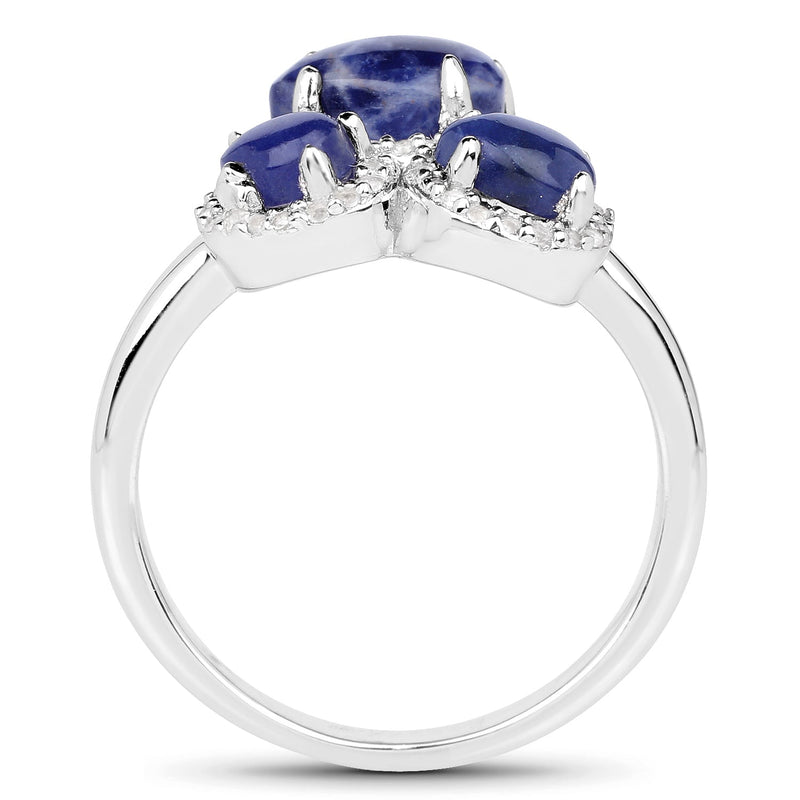 Bids.com 2.28 Carat Genuine Blue Aventurine And White Topaz .925 Sterling Silver Ring Rings