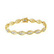 Bids.com 10K Yellow Gold Plated .925 Sterling Silver 1 cttw Prong Set Round-Cut Diamond Link Bracelet (J-K Color, I1-I2 Clarity) - 7.25" Bracelets