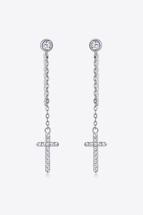 Moissanite 925 Sterling Silver Cross Earrings