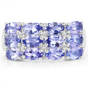Bids.com 3.00 Carat Genuine Tanzanite .925 Sterling Silver Ring Rings