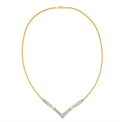 Bids.com 14K Yellow and White Gold 2.0 Cttw Princess Cut Diamond Flared and X-Station V Shaped 18â€ Franco Chain Statement Necklace (H-I Color, SI2-I1 Clarity) Necklaces
