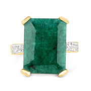 Bids.com 7.64 Carat Dyed Emerald and White Diamond .925 Sterling Silver Ring Rings
