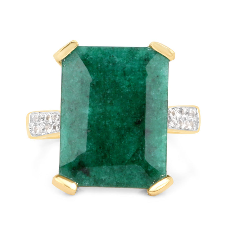Bids.com 7.64 Carat Dyed Emerald and White Diamond .925 Sterling Silver Ring Rings