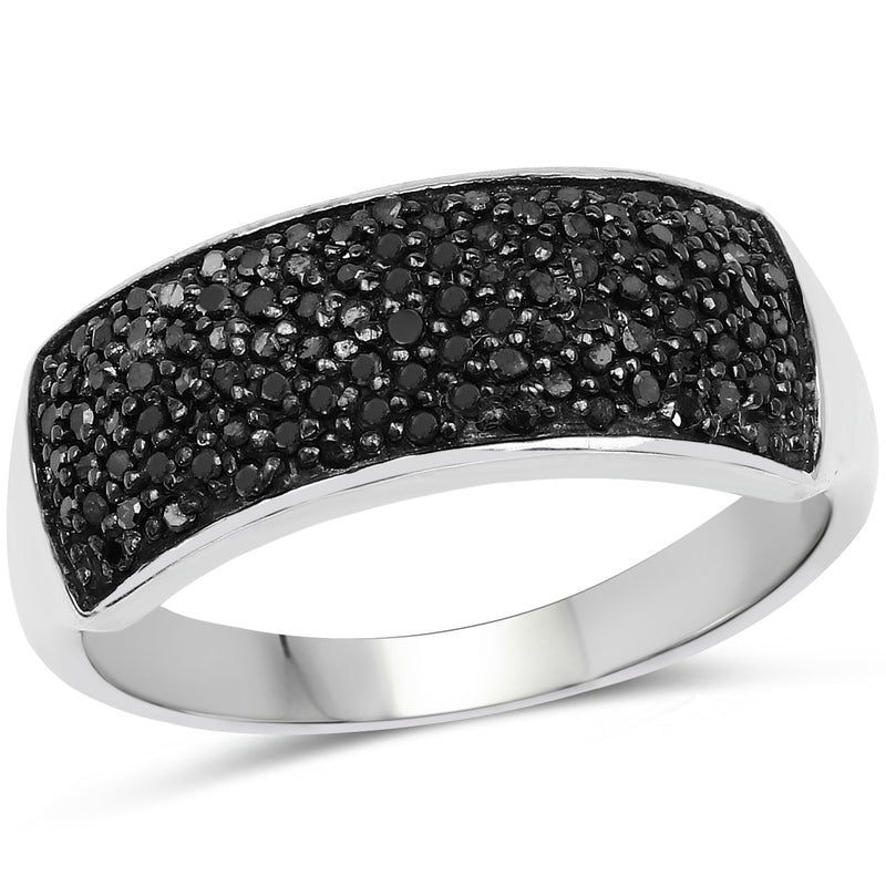 Bids.com 0.43 Carat Genuine Black Diamond .925 Sterling Silver Ring Rings