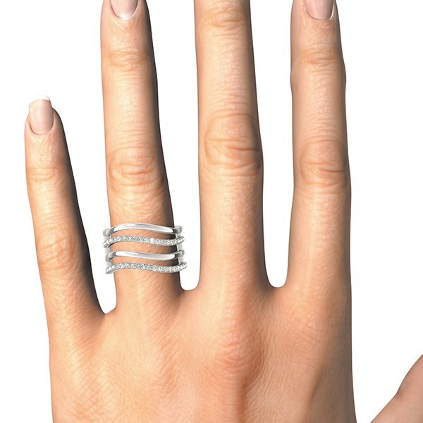 Bids.com 14k White Gold Multiple Band Design Ring with Diamonds (3/8 cttw) Rings