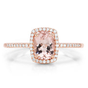Bids.com 0.82 Carat Genuine Morganite and White Diamond 14K Rose Gold Ring Rings