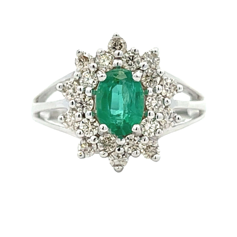 Bids.com 1.43ct Emerald Diamond Ring 14KT White Gold Rings