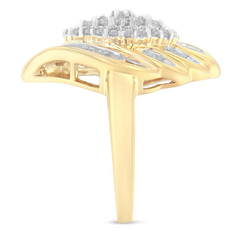Bids.com 10K Yellow Gold Diamond Cocktail Ring (3/4 Cttw, I-J Color, I2-I3 Clarity) - Size 8 Rings