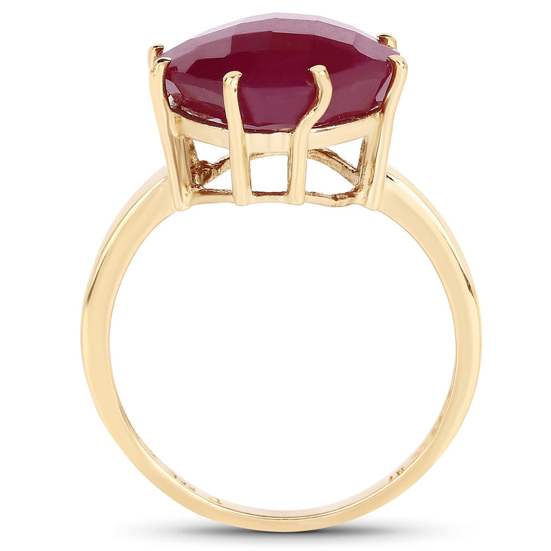 Bids.com 14K Yellow Gold Plated 8.95 Carat Glass Filled Ruby .925 Sterling Silver Ring Rings