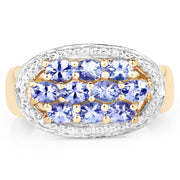 Bids.com 14K Yellow Gold Plated 1.70 Carat Genuine Tanzanite .925 Sterling Silver Ring Rings
