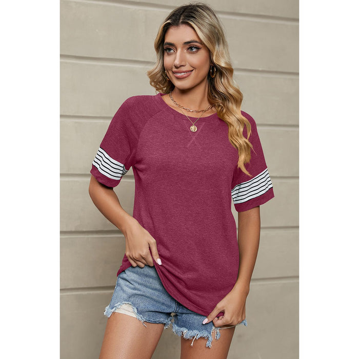 Striped Round Neck Short Sleeve T-Shirt