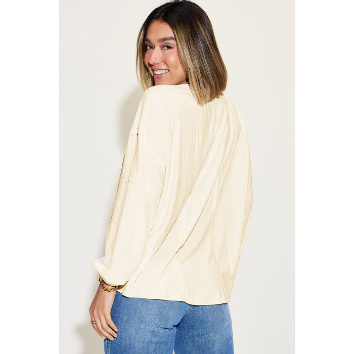 Basic Bae Ribbed Round Neck Long Sleeve T-Shirt