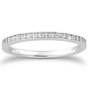 Bids.com 14k White Gold Micro-pave Diamond Wedding Ring Band Set 3/4 Around Rings