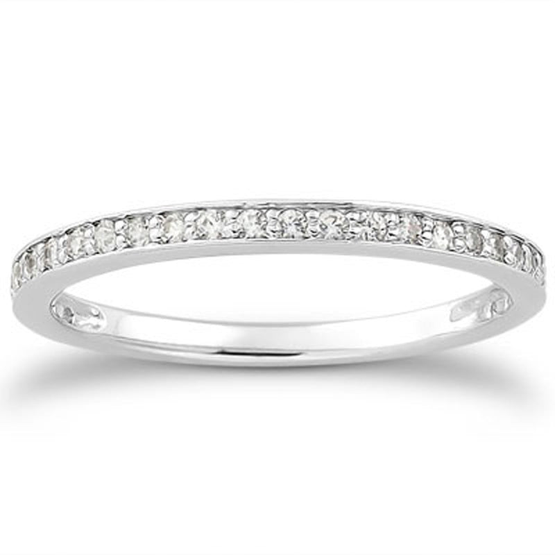 Bids.com 14k White Gold Micro-pave Diamond Wedding Ring Band Set 3/4 Around Rings